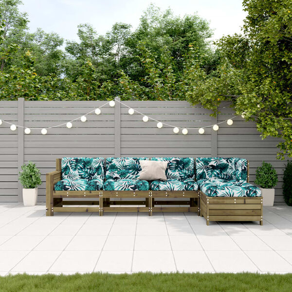vidaXL Градински лаундж комплект 5 части с възглавници импрегниран бор