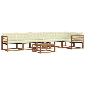 vidaXL Комплект дивани за открито 7 pcs Натурален и Крема