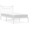 vidaXL Метална рамка за легло с горна табла, бяла, 90x200 см