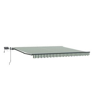 vidaXL Прибираща се тента Зелен и бял 450 &times; 300 cm Тъкан и алуминий