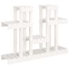 vidaXL Поставка за цветя, бяла, 104,5x25x77,5 см, бор масив