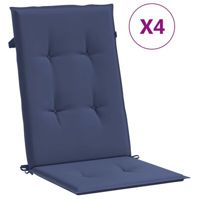 vidaXL Възглавници за столове с облегалка, 4 бр, нейви син, плат