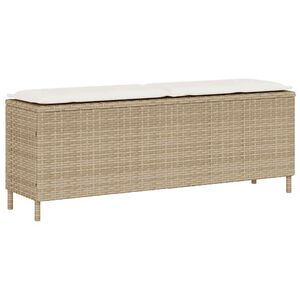 vidaXL Градинска пейка с възглавница, бежова, 110x30x40,5 см, полиратан