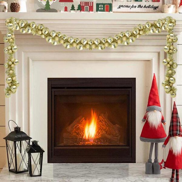 vidaXL Коледна гирлянда с топки Златист 186 см Полистирен