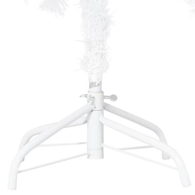 vidaXL Изкуствена осветена коледна елха с гъсти клонки, бяла, 150 см