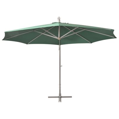 vidaXL Висящ чадър за слънце, 350 см, алуминиев прът, зелен