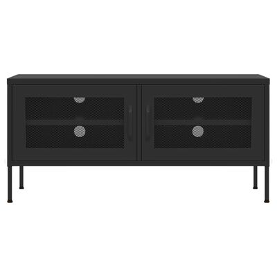 vidaXL ТВ шкаф, черен, 105x35x50 см, стомана