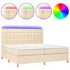 vidaXL Боксспринг легло с матрак и LED, кремава, 200x200 см, плат
