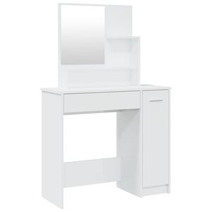 vidaXL Тоалетка с огледало, бял гланц, 86,5x35x136 см