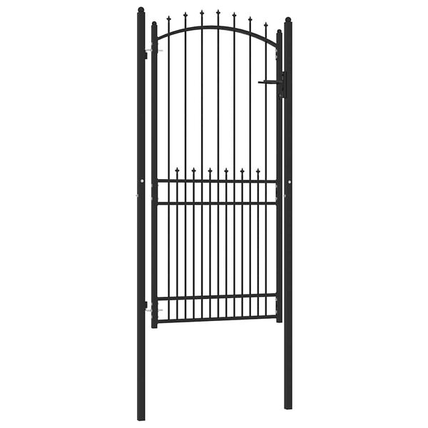 vidaXL Оградна врата с шипове с заключване Черно 100 x 200 cm