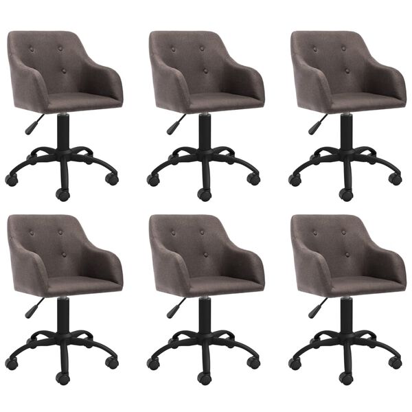 vidaXL Въртящи се трапезни столове, 6 бр, таупе, текстил