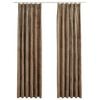 vidaXL Затъмняващи завеси с куки, 2 бр, кадифе, бежови, 140x245 см