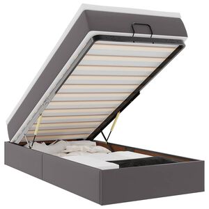 vidaXL Османска легло с матрак, сиво, 90x190 см, изкуствена кожа