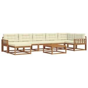 vidaXL Комплект дивани за открито 8 pcs Натурален и Крема