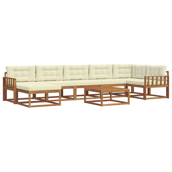 vidaXL Комплект дивани за открито 8 pcs Натурален и Крема