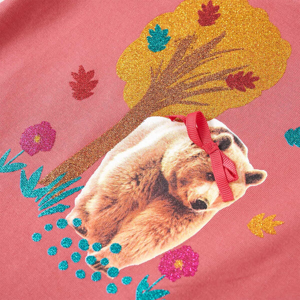 Детска тениска с дълъг ръкав, старо розово, 128