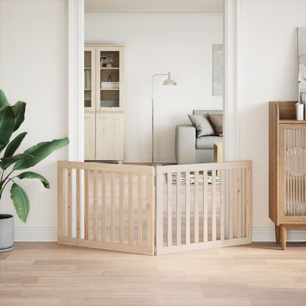 vidaXL Сгъваема порта за кучета, 2 панела, 160 см, тополово дърво