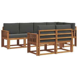 vidaXL Комплект дивани за открито 7 pcs Натурален и Антрацит