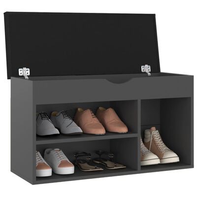 vidaXL Пейка за обувки с възглавница, сива, 80x30x47 см, ПДЧ