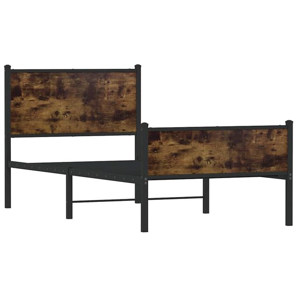 vidaXL Метална рамка за легло, без матрак, опушен дъб, 75x190 см