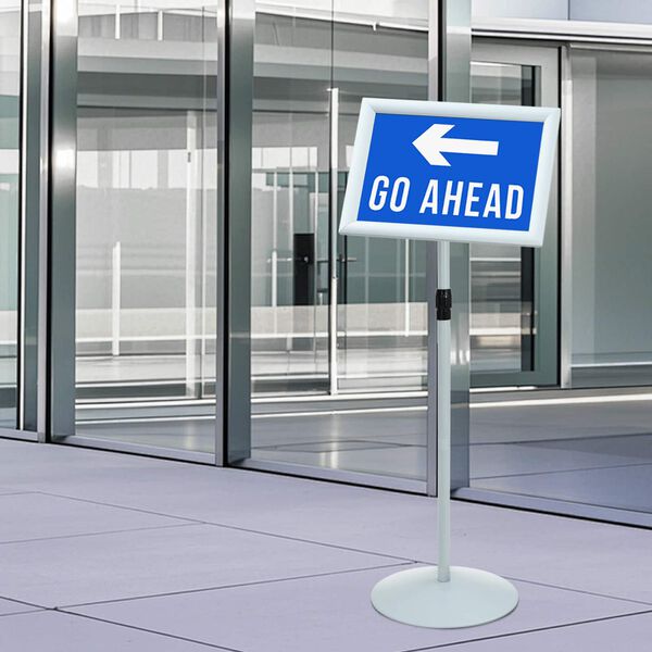 vidaXL Поставка за плакат Сребрист 33 x 33 x 126 см PVC и стомана