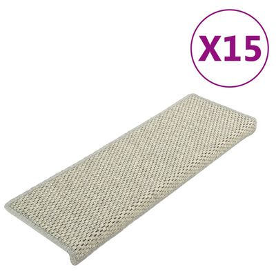vidaXL Самозалепващи стелки за стълби вид сизал 15 бр 65x21x4 см сиви