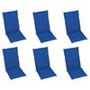 vidaXL Накланящи градински столове с възглавници, 6 бр, тик масив