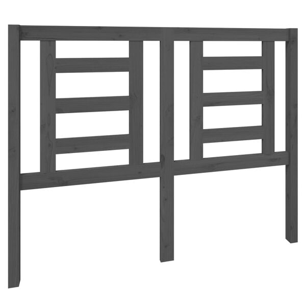 vidaXL Горна табла за легло, сива, 126x4x100 см, бор масив