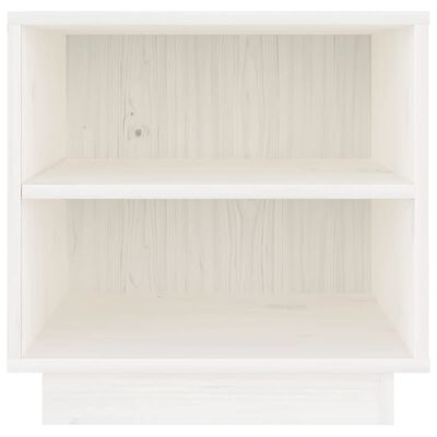 vidaXL Нощно шкафче, бяло, 40x34x40 см, борово дърво масив