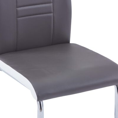 vidaXL Конзолни трапезни столове, 4 бр, сиви, изкуствена кожа