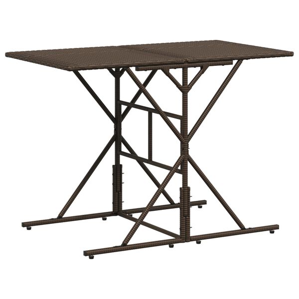 vidaXL Градински трапезен комплект възглавници 7 части кафяв полиратан