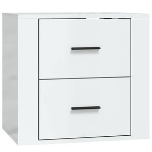 vidaXL Нощно шкафче за стенен монтаж, бял гланц, 50x36x47 см
