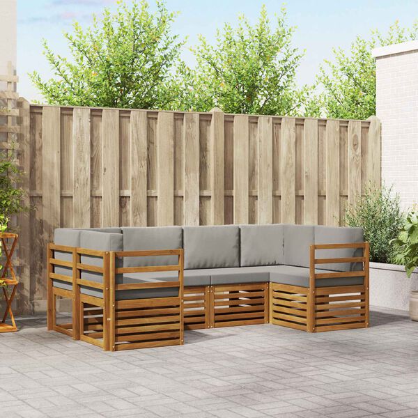 vidaXL Комплекти дивани с възглавница 6 pcs Естествено и светло сиво