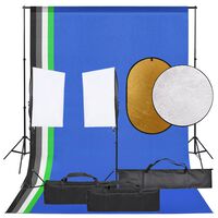 vidaXL Фотографски комплект за студио, комплект лампи, фон и рефлектор