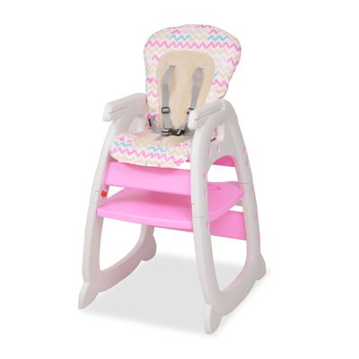 vidaXL 3 в 1 Столче за хранене с масичка, розово