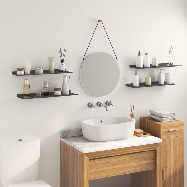 vidaXL Плаващ рафт 4 pcs Черен 60 x 18 x 2,5 см Стомана