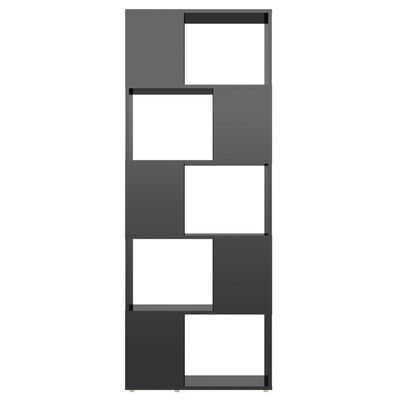 vidaXL Библиотека/разделител за стая, черен гланц, 60x24x155 см