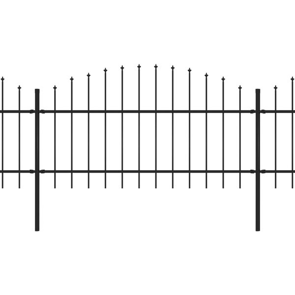 vidaXL Градинска ограда с връх тип копие, стомана, 359x125 см, черна