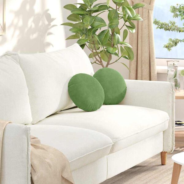 vidaXL Възглавници за седалки 2 pcs Светло зелено Ø 40 x 13 см Кадифе