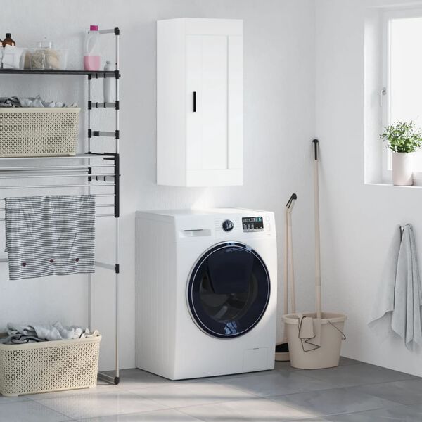 vidaXL Стенен шкаф, бял, 34,5x34x90 см, инженерно дърво