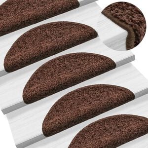vidaXL Изтривалки за стълби, 15 бр., 56x17x3 см, кафяви, полукръгли