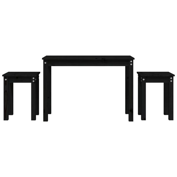 vidaXL Стифиращи маси, 3 бр, черни, бор масив