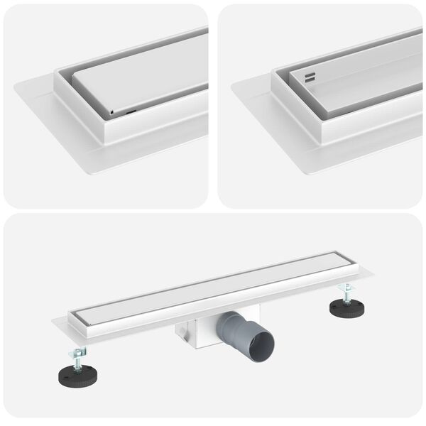 vidaXL 2 в 1 душов дренаж Сребрист 50 cm Неръждаема стомана 304