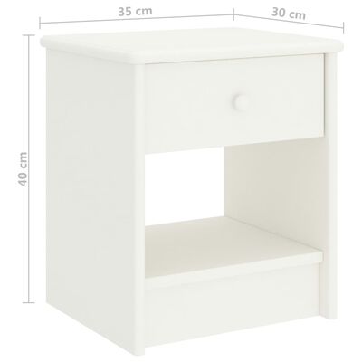 vidaXL Нощно шкафче, бяло, 35x30x40 см, бор масив