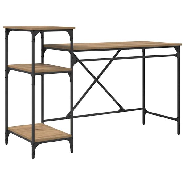 vidaXL Бюро Дъб 135 x 50 x 90 cm Инженерно дърво