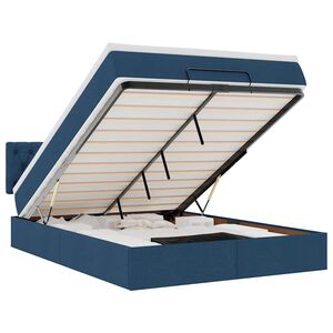 vidaXL Османска легло с матрак и LED, синьо, 140x190 см, плат