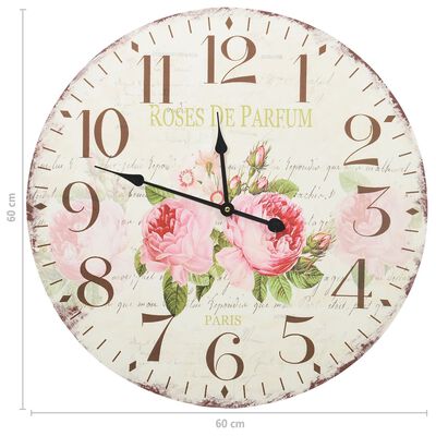 vidaXL Винтидж стенен часовник Цветя, 60 см