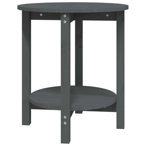 vidaXL Кафе маса, сива, &Oslash; 55x60 см, борово дърво масив