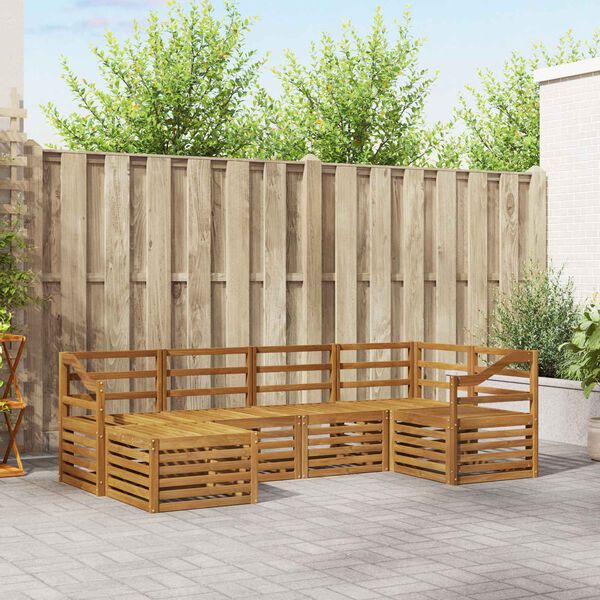 vidaXL Комплекти дивани 6 pcs Естествен Солидно акациево дърво