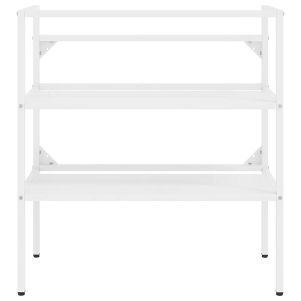 vidaXL Рамка за мивка за баня, бяла, 79x38x83 см, желязо